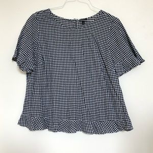 Talbots Gingham Ruffle Shirt